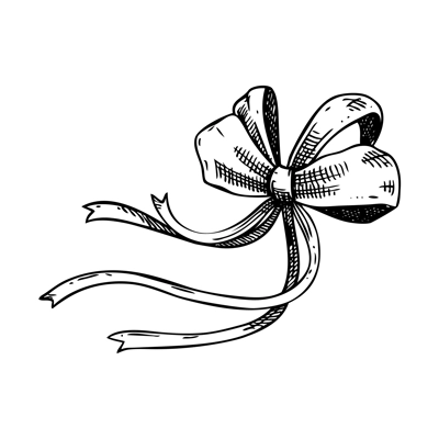 Coquette bow sketch. Rococo design elements Vintage baroque victorian ribbon. Japanese style hand-drawn illustration. NOT AI generated